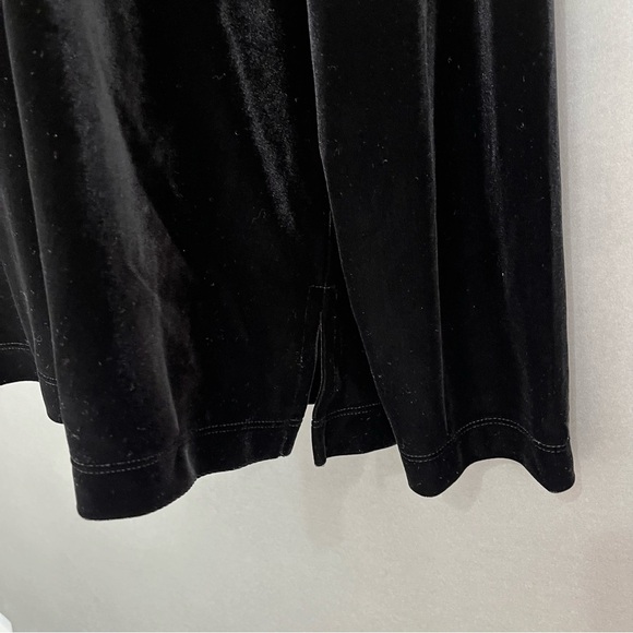 Susan Graver Style Black Velvet Mock Neck Long Sleeve Top - Picture 5 of 11